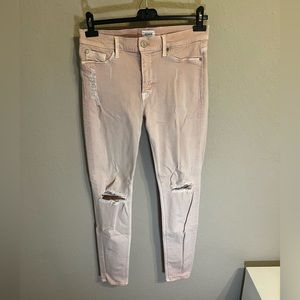 HUDSON Mid-Rise | Pink Skinny Distressed Jeans | Size 30 | Stretch Denim